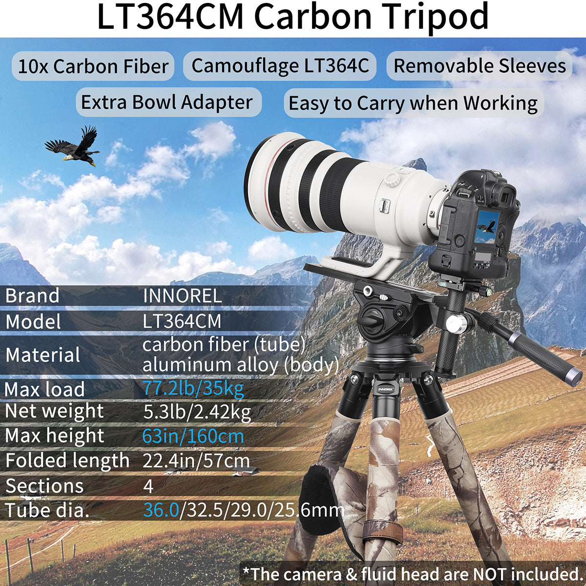 Carbon Fiber Heavy Duty Tripod INNOREL LT364CM