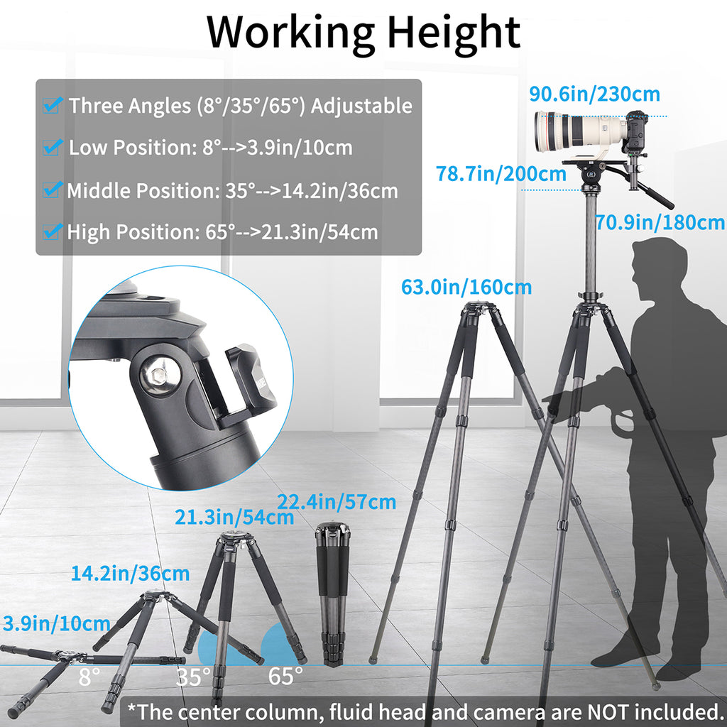three angles adjustable working height from 3.9in/10cm to 78.7in/200cm