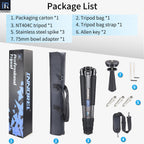 tripod bag allen key stainless steel spike 75mm bowl adapter tripod bag strap