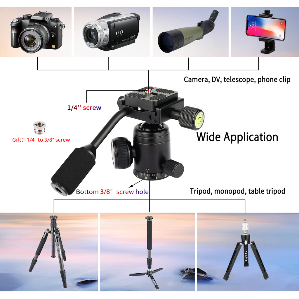 INNOREL D30 diameter 30mm width 1/4 in screw bottom 3/8in screw hole suitable for camera DV telescope phone clip etc
