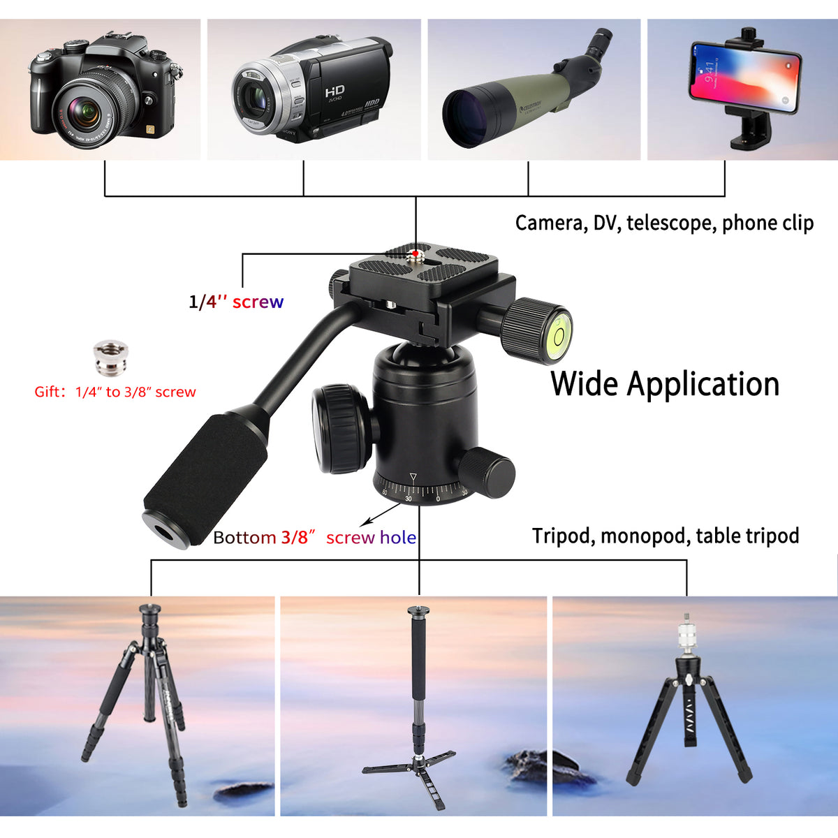All Metal CNC Panoramic Ball Head with Handle INNOREL D30
