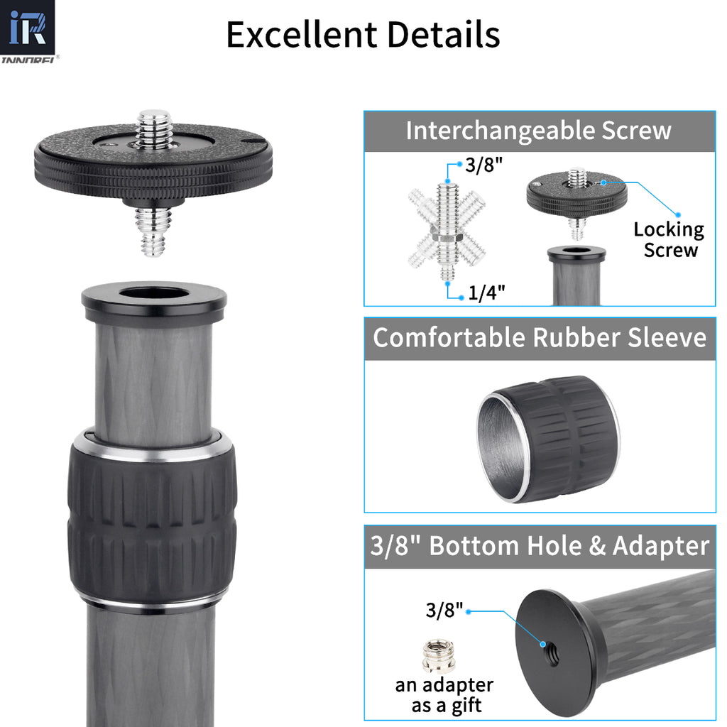 INNOREL ER322C column features interchangeable screw locking with comfortable rubber sleeve includes 3/8" bottom hole and adapter for versatile mounting options