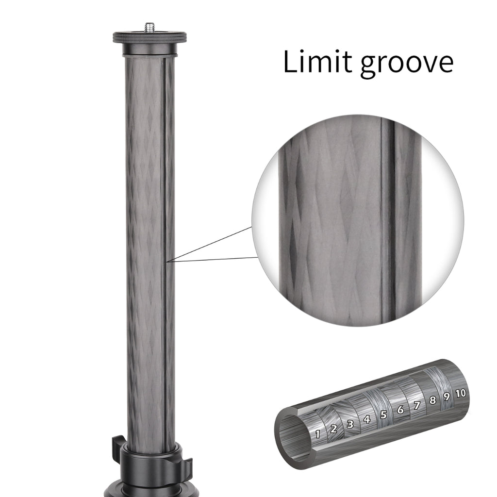 INNOREL ER40C 10-layer carbon column limit groove prevents rotation during height adjustment ensures smooth stable extension for precise camera positioning 