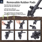 Removable rubber pad feature with text instructions and product demonstration on a soil background