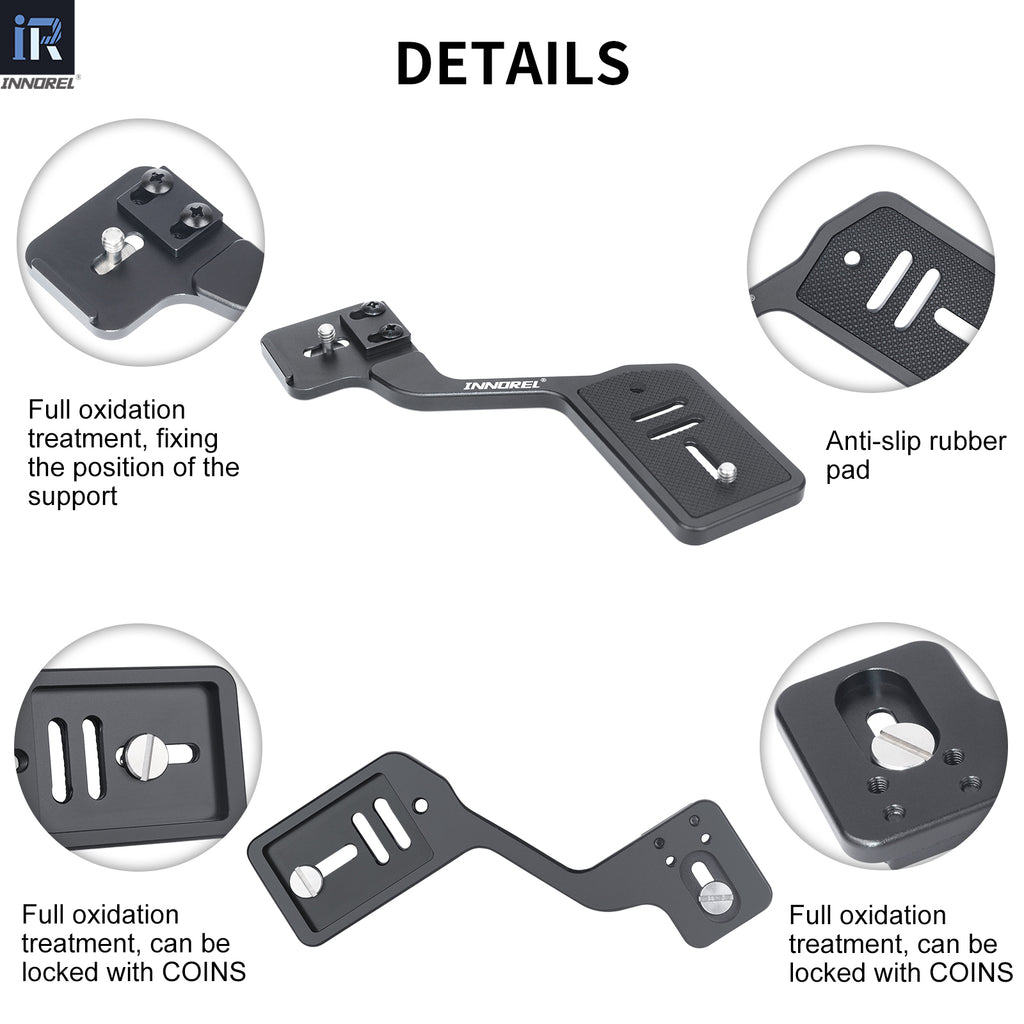 INNOREL FB20 camera bracket with anti-slip rubber pad features full oxidation treatment fixing the position of the support and can be locked with COINS