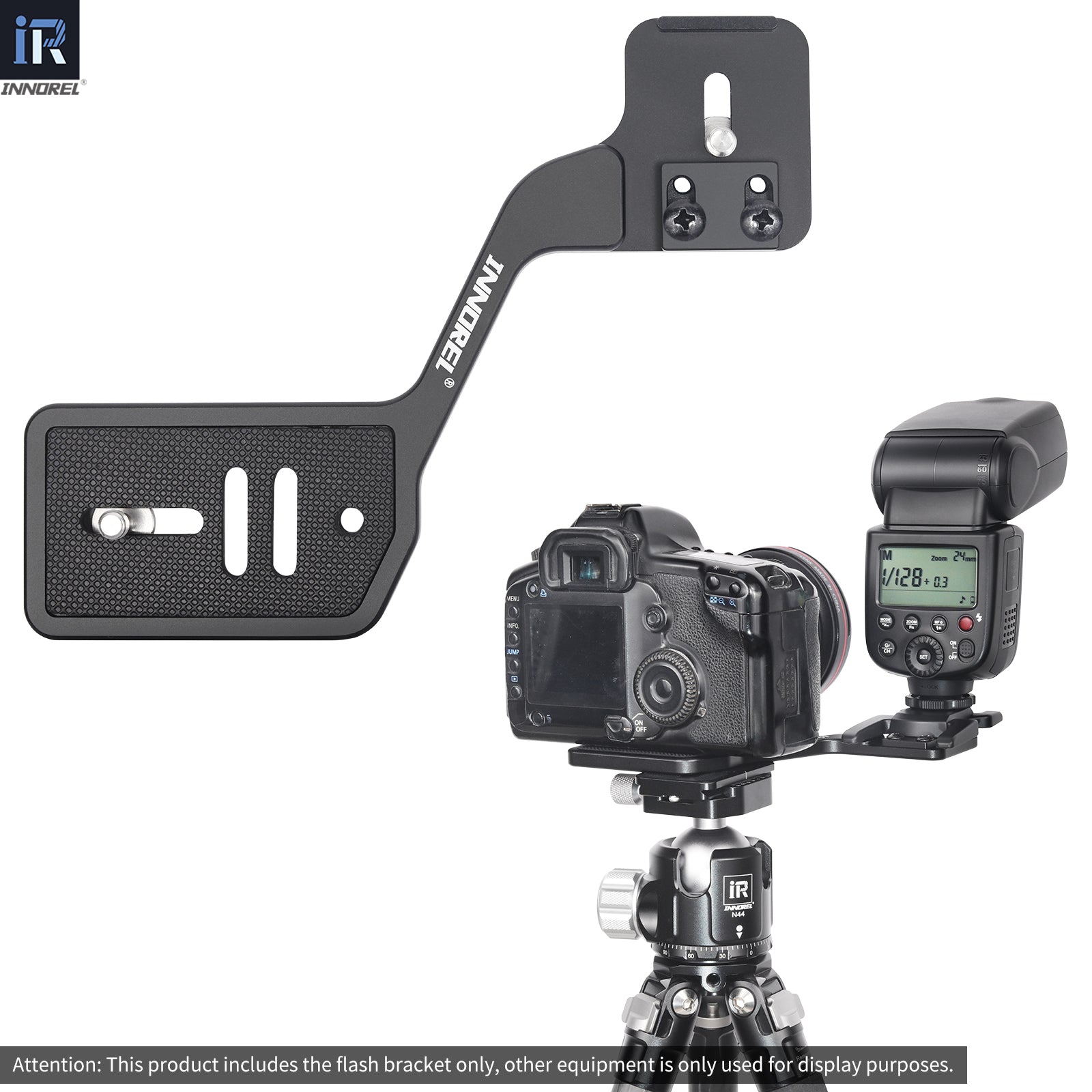 FB20 bracket use scenario camera and flashlight mounted on tripod for photography and video shooting