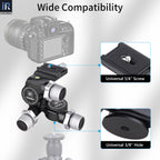 INNOREL GR5 geared tripod head with universal 3/8 inch hole and 1/4in screw compatible with tripod cameras