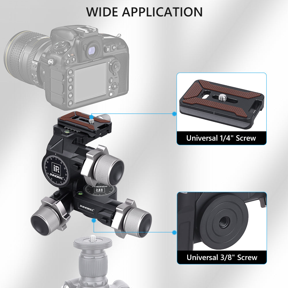 GR7 uses 1/4 "screws and 3/8" threaded holes, suitable for most cameras and tripods