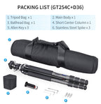 INNOREL GT254C+D36 kit package including tripod bag tripod ballhead bag ballhead short center column allen key  stainless steel spike