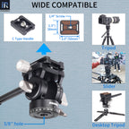 INNOREL H10 fluid tripod head with 3/8-inch hole compatible with tripod slider desktop tripod with C Type handle