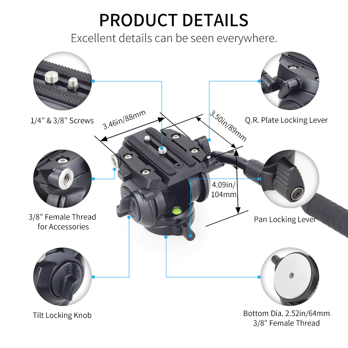The H70 installation disk comes with 1/4 "&3/8" screws and a 3/8 "threaded hole at the bottom