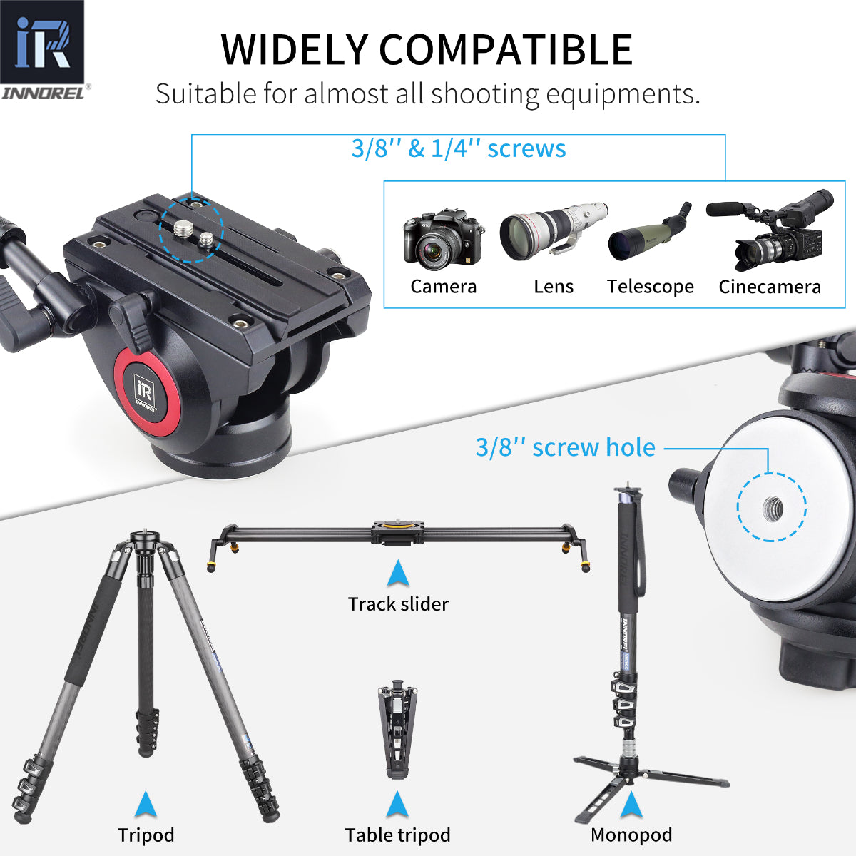 H80 with 3/8" & 1/4" screw,suitable for almost all shooting equipments