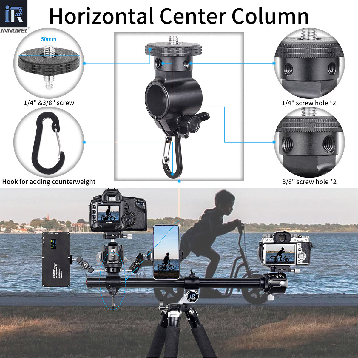 Horizontal center clumn hook