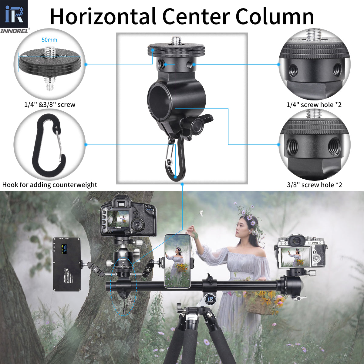 Aluminium Alloy Camera Horizontal Tripod INNOREL HT284A