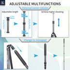 INNOREL KT254C tripod center column fully extended 36cm with adjustable length. One leg can become a monopod.