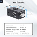 INNOREL CB1 aluminum alloy cheese handle specifications including width 25mm length 61.5mm height 20mm max load 3kg mounting points 3/8"& 1/4" and M4 threaded 