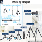 INNOREL mini tripod CT223C extended to full height showing maximum working height with center column