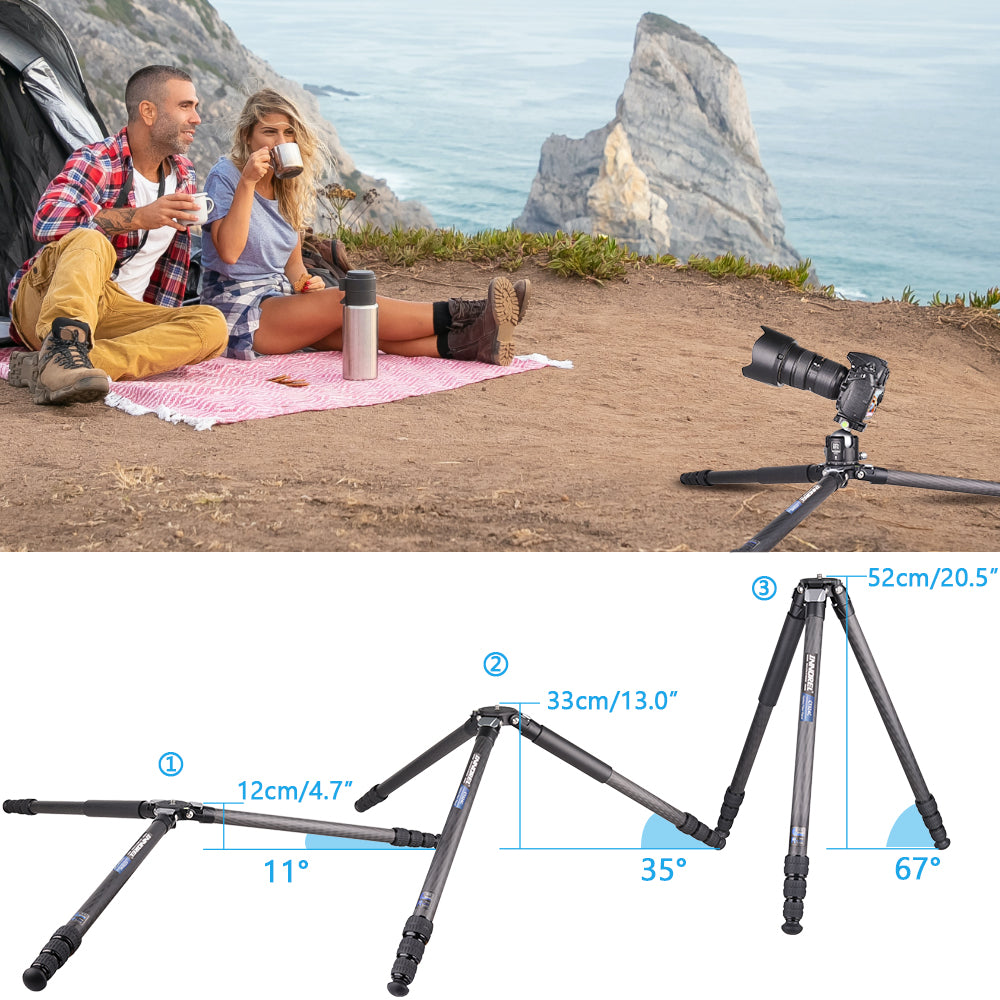 It can set and stabilize the position quickly and can adjust three angles Twist-locks allow you to adjust the working height from 12cm to 158cm