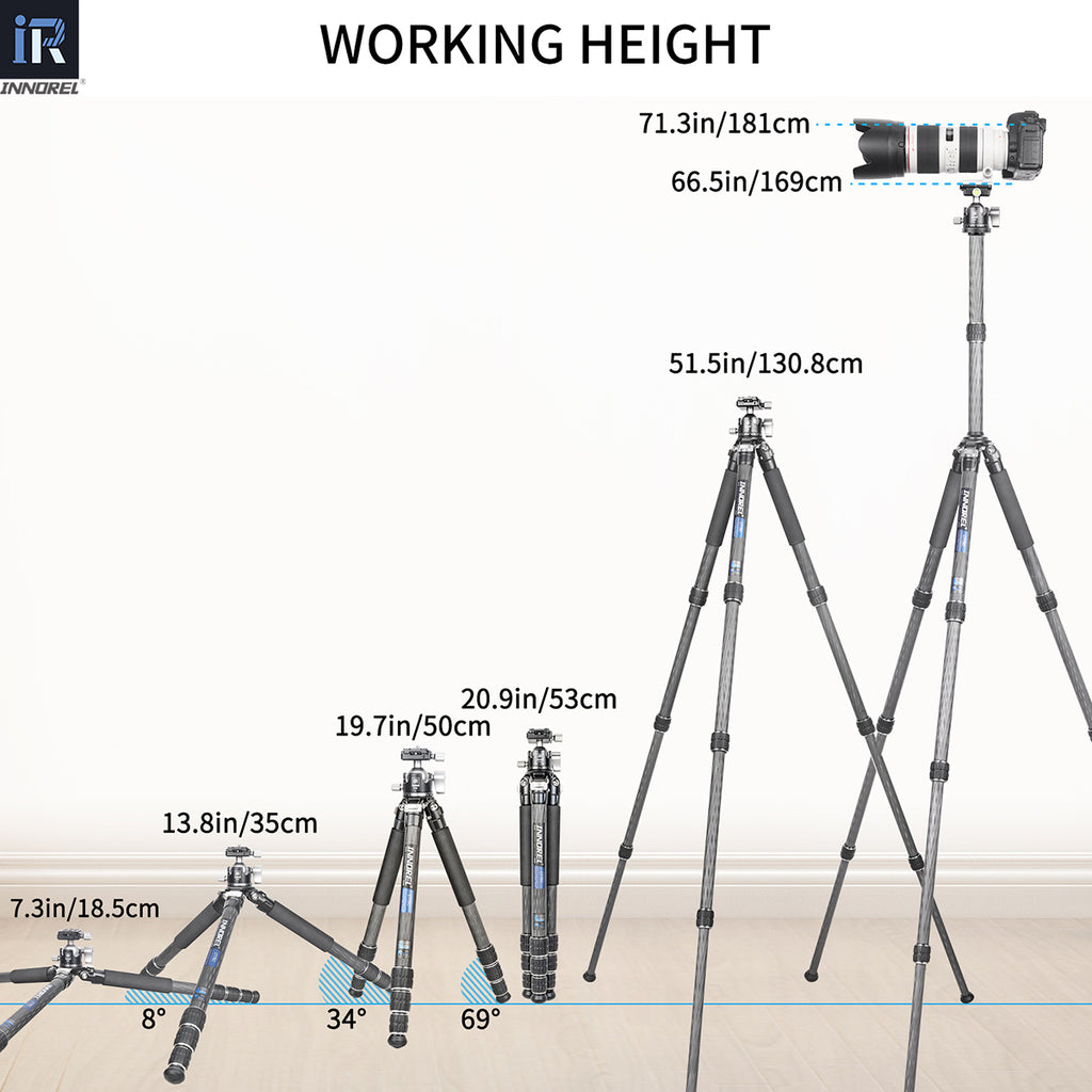 INNOREL CT75C extended to full height showing maximum working height
