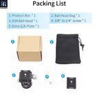 INNOREL D34 package includes ballhead quick release plate ball head bag box 3/8in to 1/4in screw