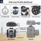 INNOREL D36 ballhead features double U notch allows vertical shooting anti-lost knobs prevent losing parts