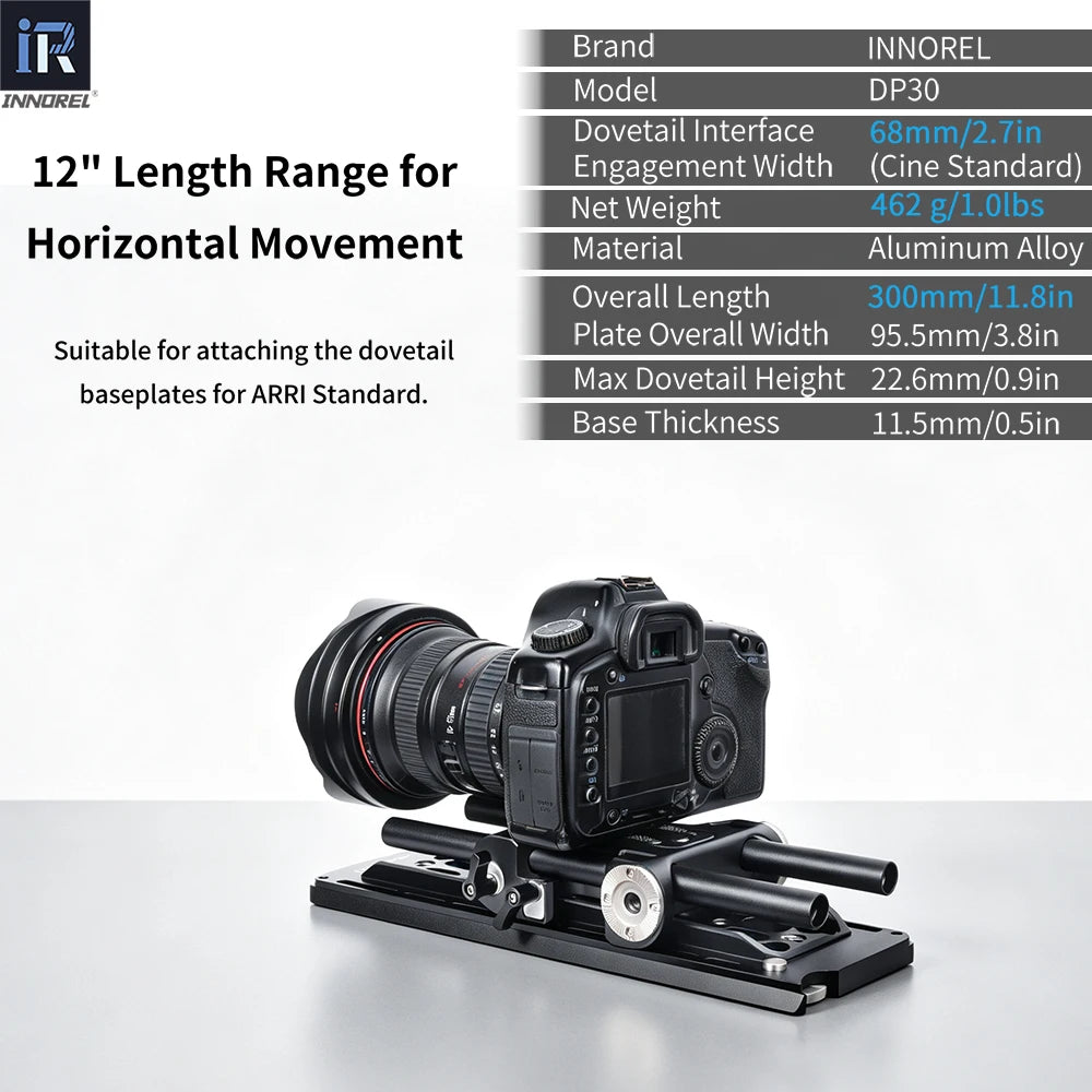 Suitable for attaching the dovetail baseplates for ARRI Standard