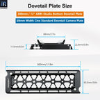 300mm / 12" ARRI-Studio Bottom Dovetail Plate 68mm Width Cine Standard Dovetail Camera Plate