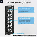 3/8"-16 Thread Hole For camera cage, cinema camera & high-load accessories 1/4"-20 Thread Hole For mirrorless  DSLR body monitor mount cable clip and light-weight attachments