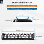 450mm 18" ARRI-Studio Bottom Dovetail Plate 68mm Width Cine Standard Dovetail Camera Plate