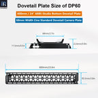 600mm ARRI-Studio Bottom Dovetail Plate 68mm Width Cine Standard Dovetail Camera Plate