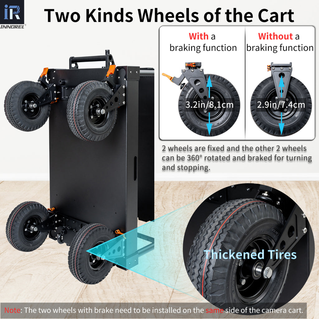 Non-slip handles and wheels with brakes make it easy to control the cart's movement deceleration and standstill