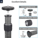 the mounting screw can be switched easily from 1/4in to 3/8in compatible with different heads and cameras standard 3/8in bottom hole