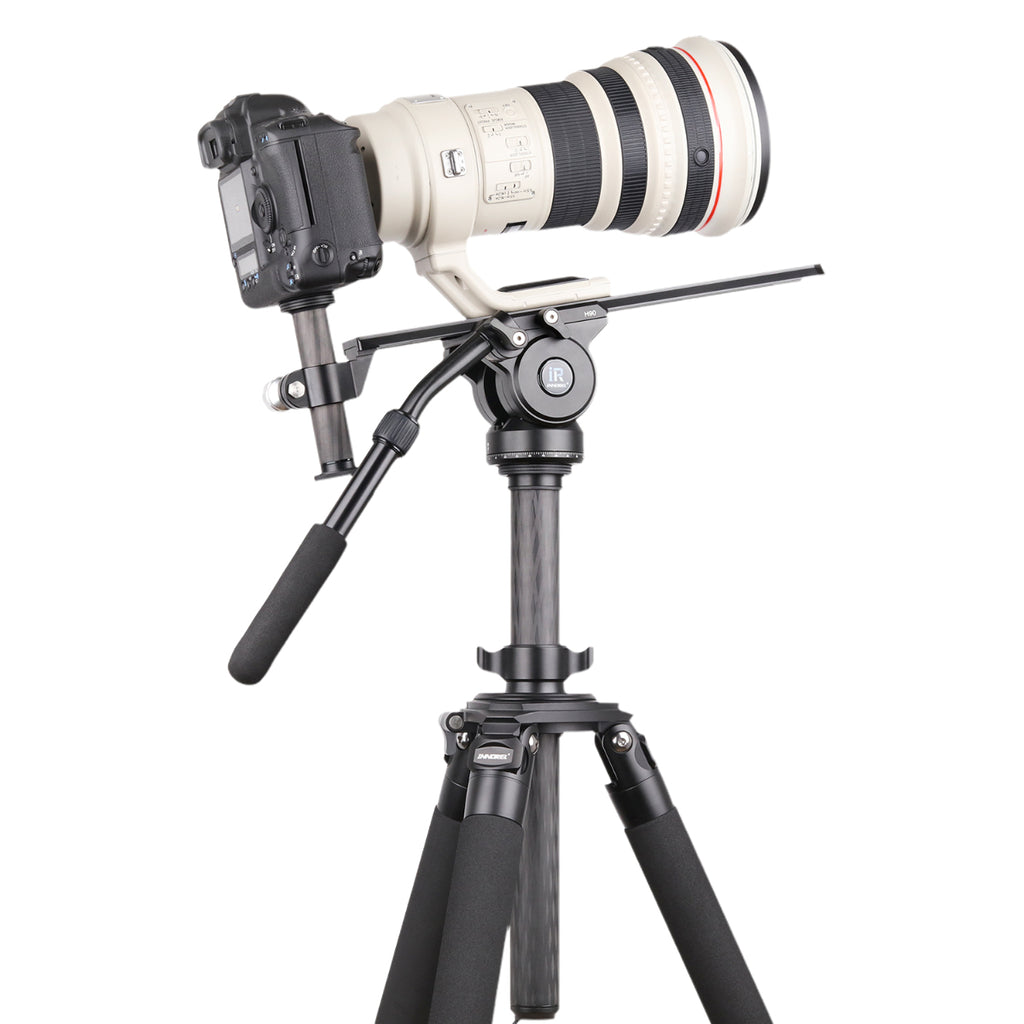 INNOREL ER40C center column installed on RT90C tripod adds height easily removable when not needed for flexible shooting Perfect for carrying long lens