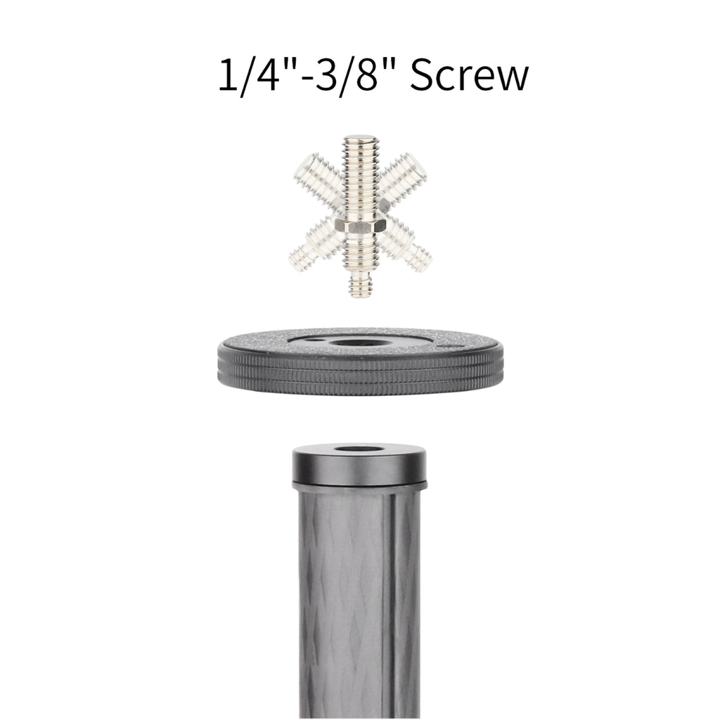 INNOREL ER40C 10-layer carbon column features interchangeable 1/4" and 3/8" mounting screw for versatile head compatibility