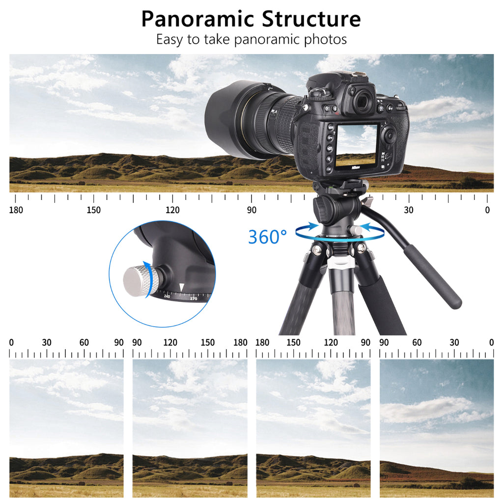 INNOREL F03 fluid vedio head design 360° horizontal rotational panoramic base and precise scales which helps to take panoramic photos easily 