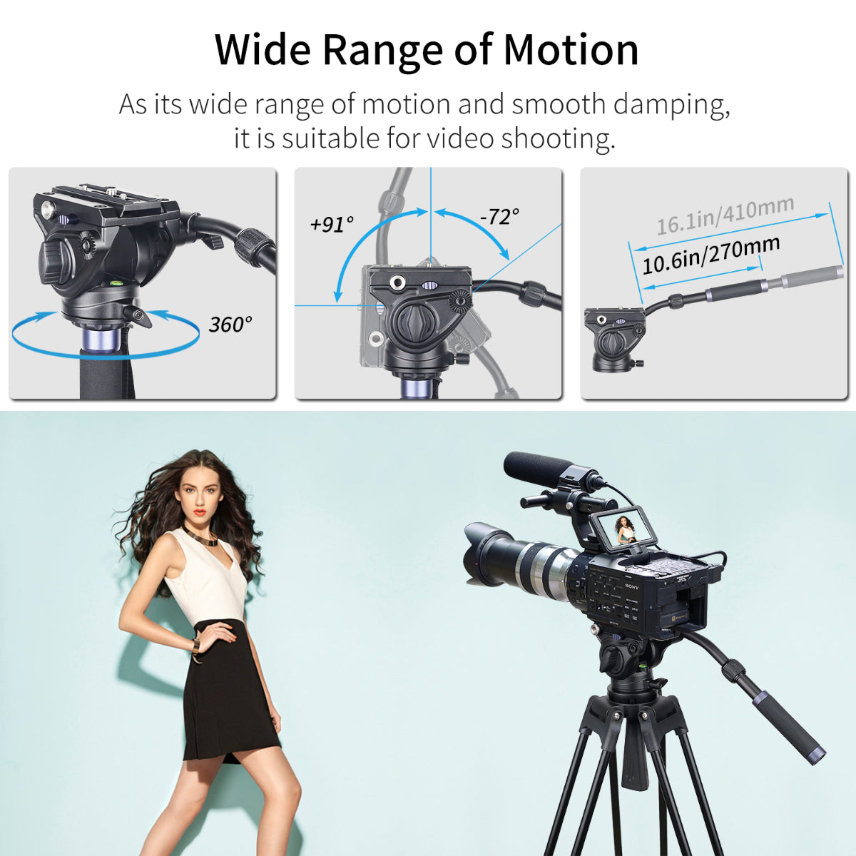 INNOREL F80 wide range of motion and smooth damping suitable for video shooting