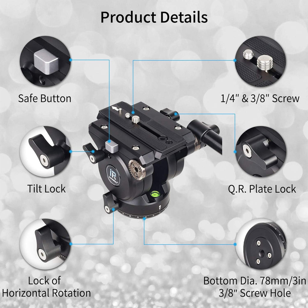 Safe Button 1/4" & 3/8" Screw Tilt Lock Q.R. Plate Lock Lock of Horizontal Rotation Bottom Dia. 78mm/3in 3/8" Screw Hole