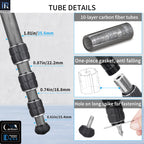 INNOREL GT254C camera tripod with 10-layer carbon fiber tubes