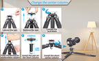 INNOREL GT254CF TRIPOD Change the center column Loosen the pan;Remove the pan;Loosen the lock knob;Press the bottom button&remove column;Install the pan on the short column;Install the short center column