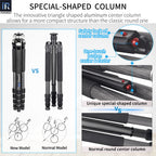 INNOREL GT255C lightweigh tripod The innovative triangle shaped aluminum center column allows for a more compact structure than the classic round one