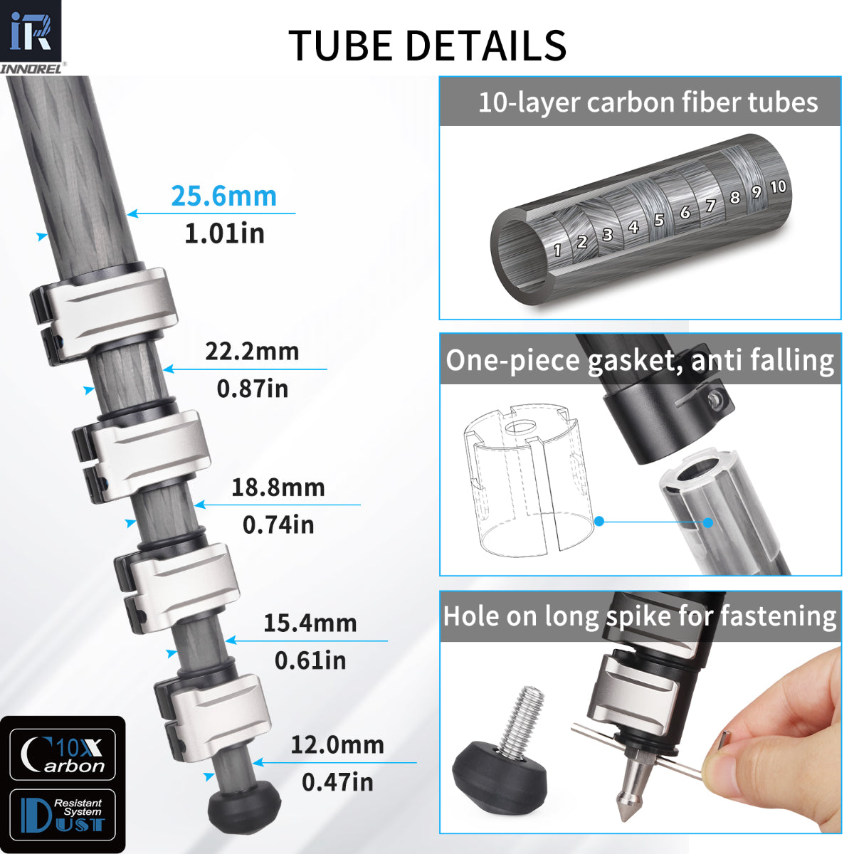 Carbon Fiber Travel Compact Tripod INNOREL GT255CF