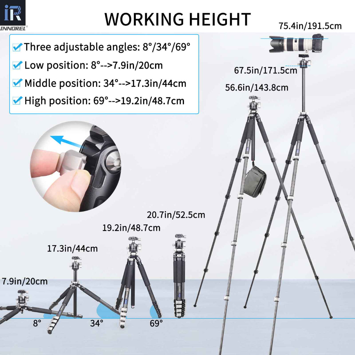 Carbon Fiber Travel Compact Tripod INNOREL GT255CF