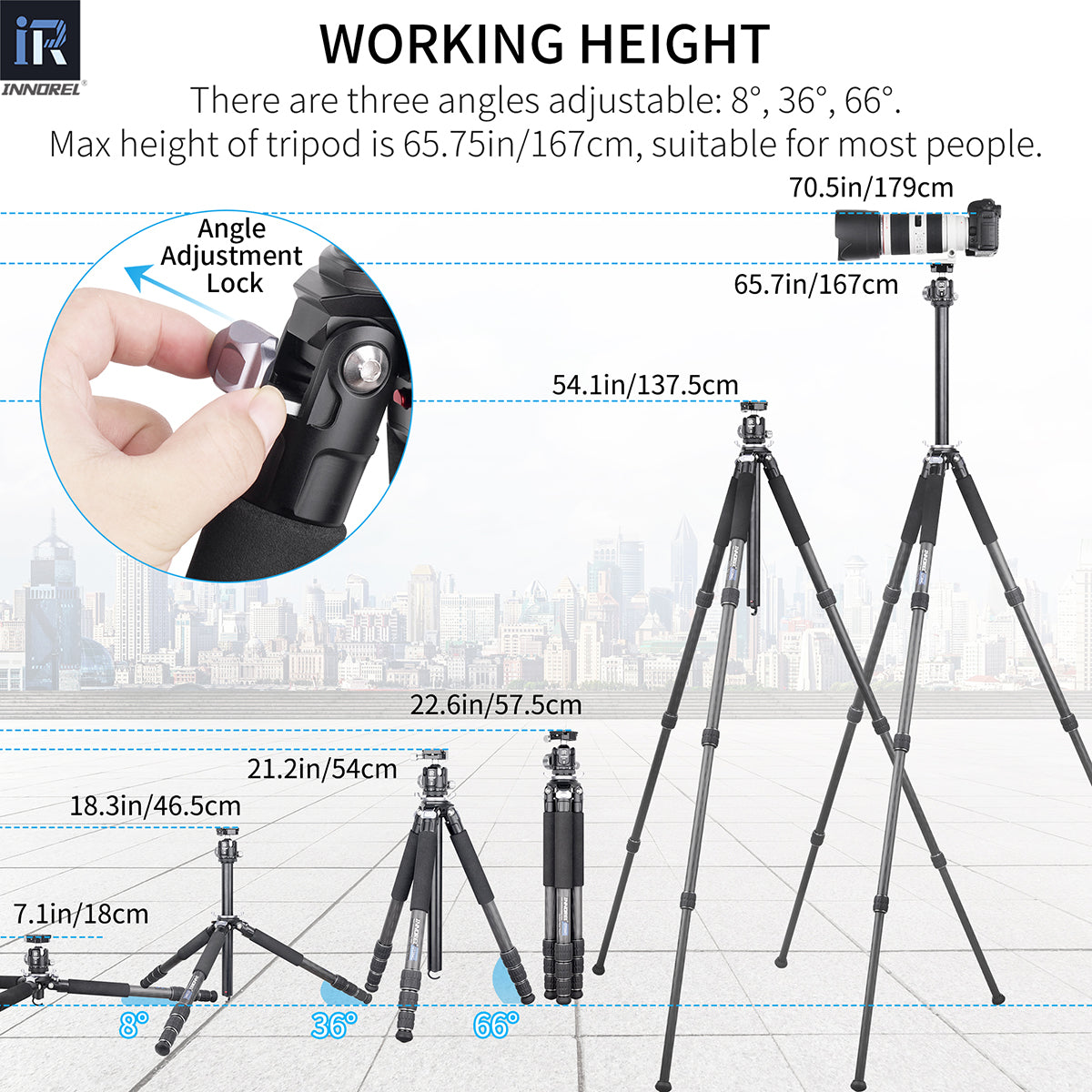 INNOREL GT284C extended to full height showing maximum working height