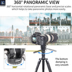 H10 fluid vedio head design 360° horizontal rotational panoramic base and precise scales 
which helps to take panoramic photos easily 