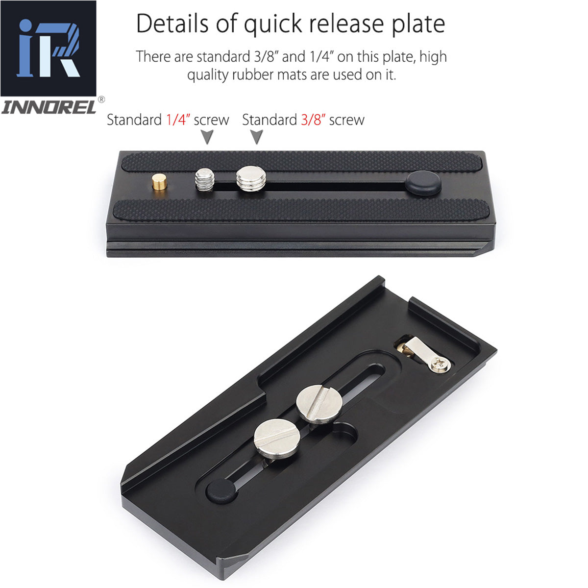 There are standard 3/8" and 1/4" on this plate high quality rubber mats are used on it