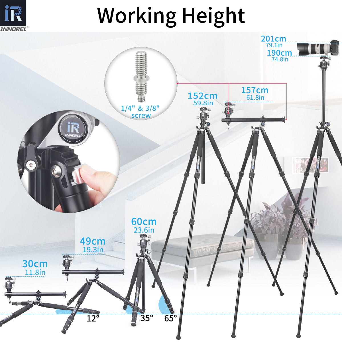 Aluminium Alloy Camera Horizontal Tripod INNOREL HT284A