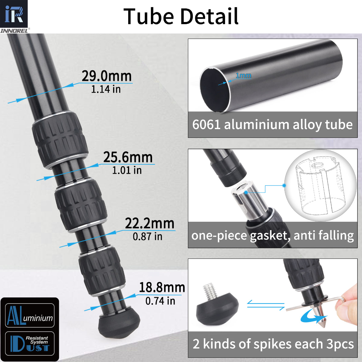 INNOREL HT284A camera tripod with 10-layer carbon fiber tubes