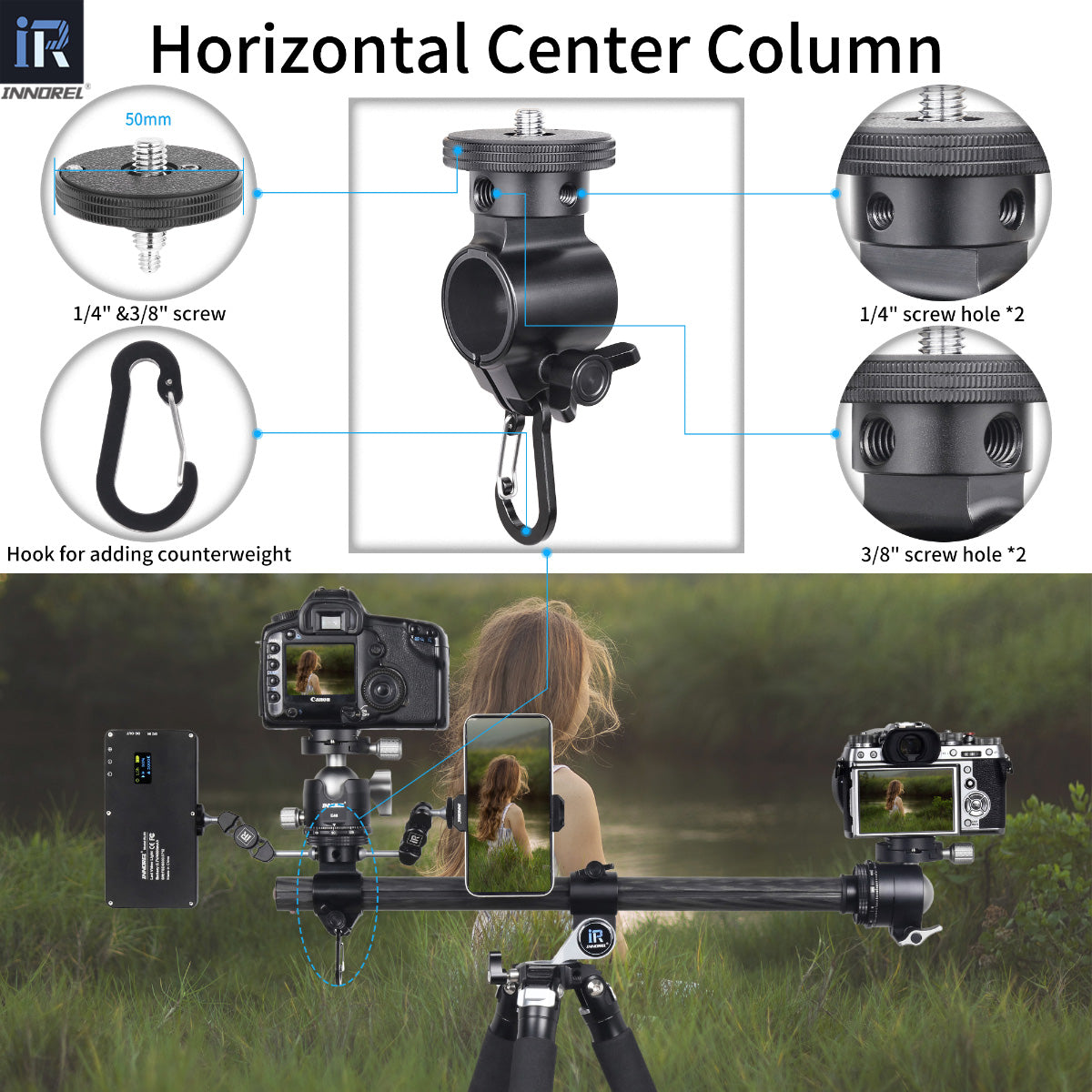 Camera Horizontal Carbon Fiber Tripod INNOREL HT284C
