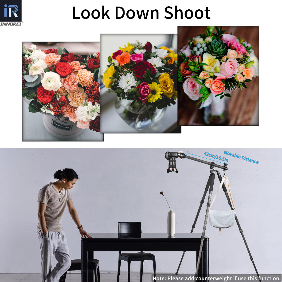 Camera Horizontal Carbon Fiber Tripod INNOREL HT284C