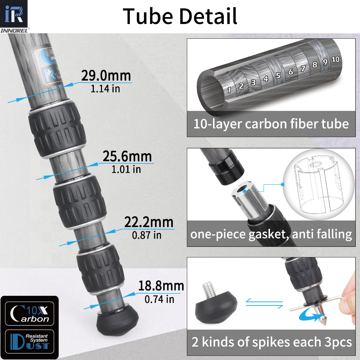 Camera Horizontal Carbon Fiber Tripod INNOREL HT284C